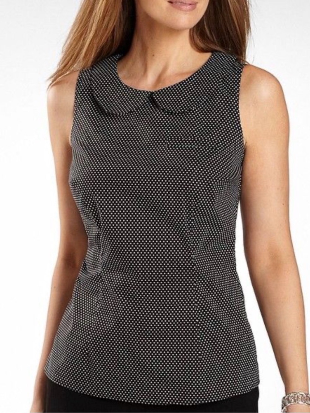 Worthington Sleeveless Black and White Polka Dot Dress Top Size S